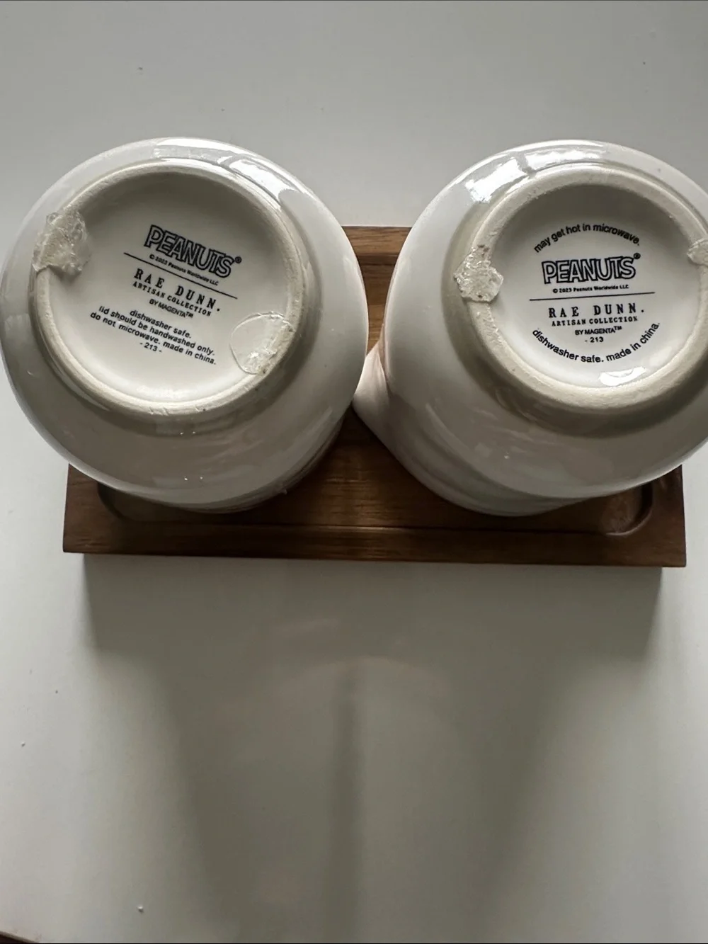 Rae Dunn White Ceramic Snoopy Creamer and Sugar Jar Set